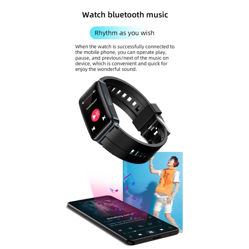 Smartklocka EKG/HRV Pulstemperatur, Fitness Tracker med Icke-Invasiv Blodsocker Mätning, Vattentät, HD-Skärm