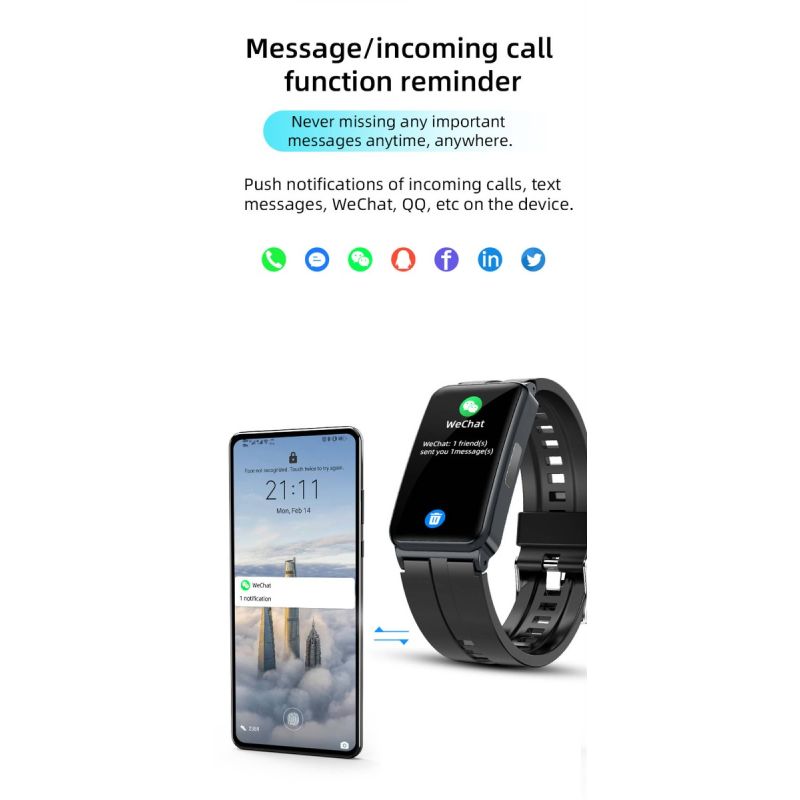 Smartklocka EKG/HRV Pulstemperatur, Fitness Tracker med Icke-Invasiv Blodsocker Mätning, Vattentät, HD-Skärm