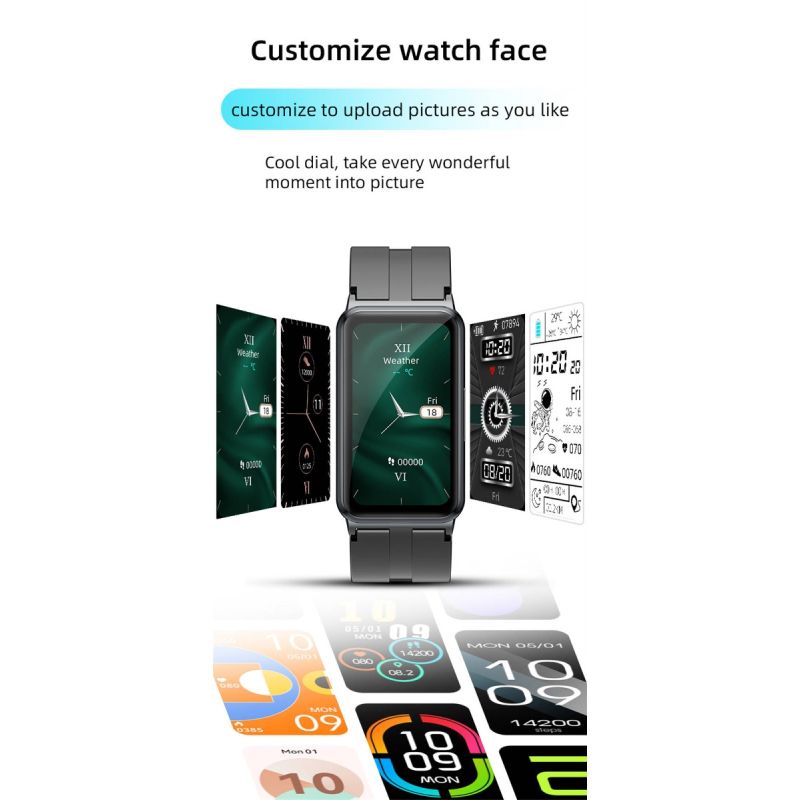 Smartklocka EKG/HRV Pulstemperatur, Fitness Tracker med Icke-Invasiv Blodsocker Mätning, Vattentät, HD-Skärm