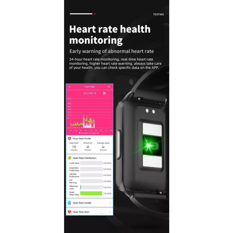 EP02 Smartklocka Sverige - Blodsockermätning EKG HRV Pulsmätare Temperaturmätare Vattentät Fitness Tracker