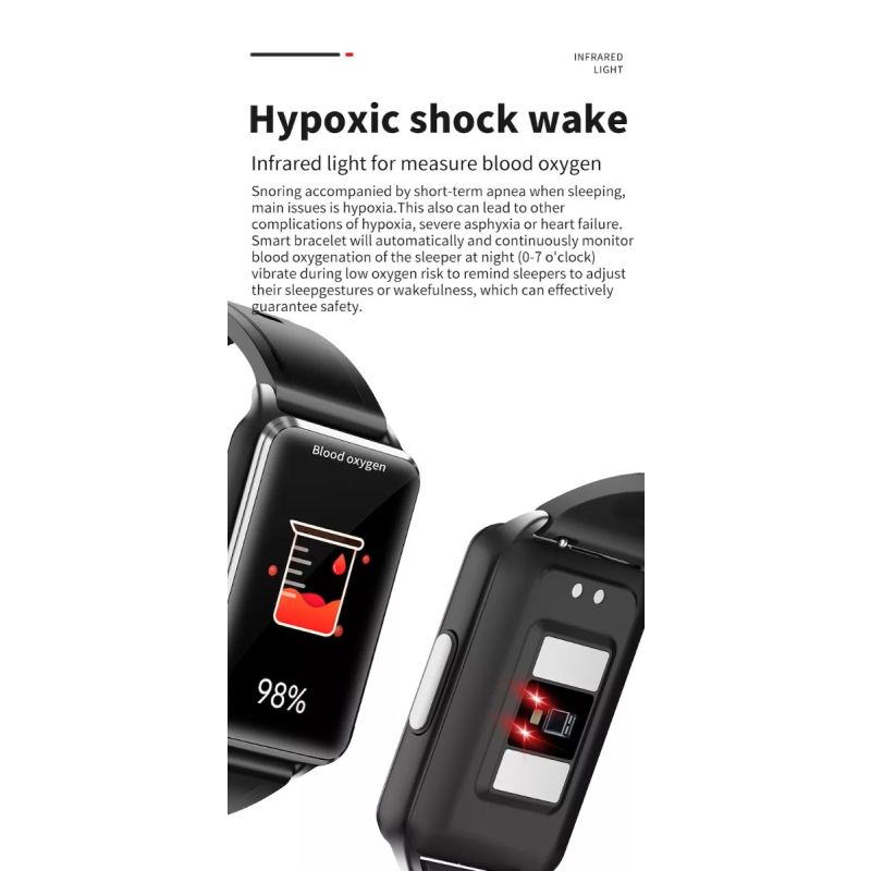 EP02 Smartklocka Sverige - Blodsockermätning EKG HRV Pulsmätare Temperaturmätare Vattentät Fitness Tracker