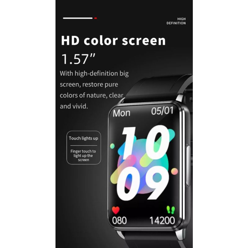 EP02 Smartklocka Sverige - Blodsockermätning EKG HRV Pulsmätare Temperaturmätare Vattentät Fitness Tracker