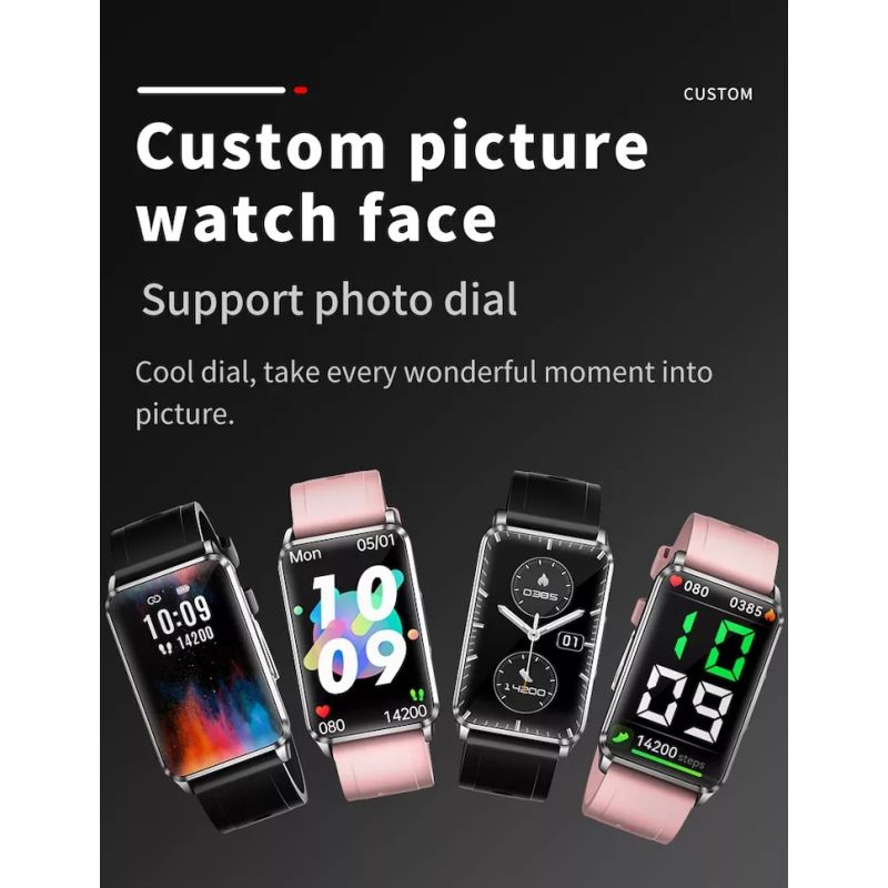 EP02 Smartklocka Sverige - Blodsockermätning EKG HRV Pulsmätare Temperaturmätare Vattentät Fitness Tracker