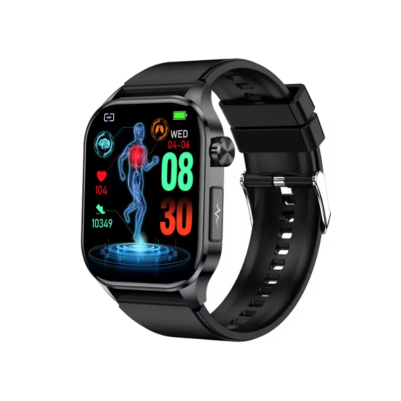 E580 Smartklocka med Blodglukos & EKG. Hjärtfrekvens, IP68 Vattentät, Hälsa & Övervakning!