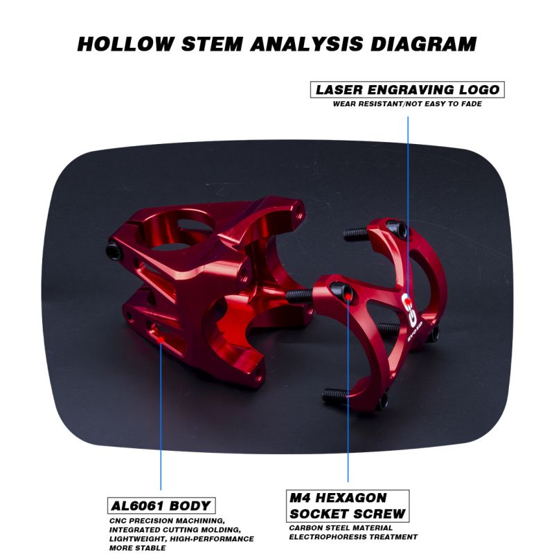 EVOSID Mountainbike Stem 31,6mm Justerbar Kort Kraft Aluminiumlegering Lättvikt Cykeltillbehör Svart