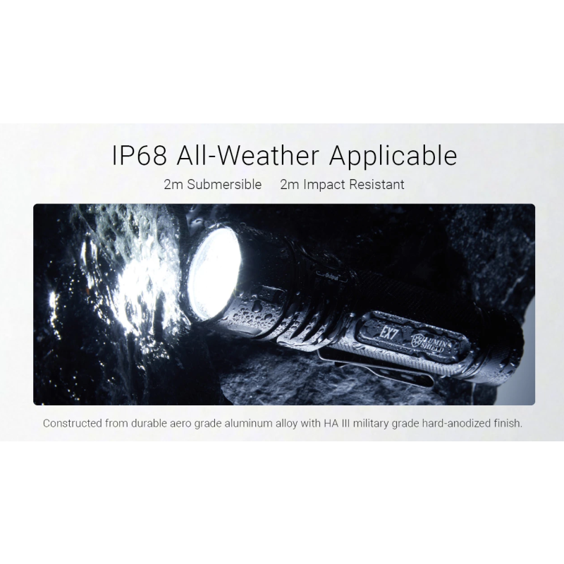 Nitecore EX7 Ficklampa – 6000 Lumen, Uppladdningsbar USB-C, Extremt Ljus & Lång Räckvidd