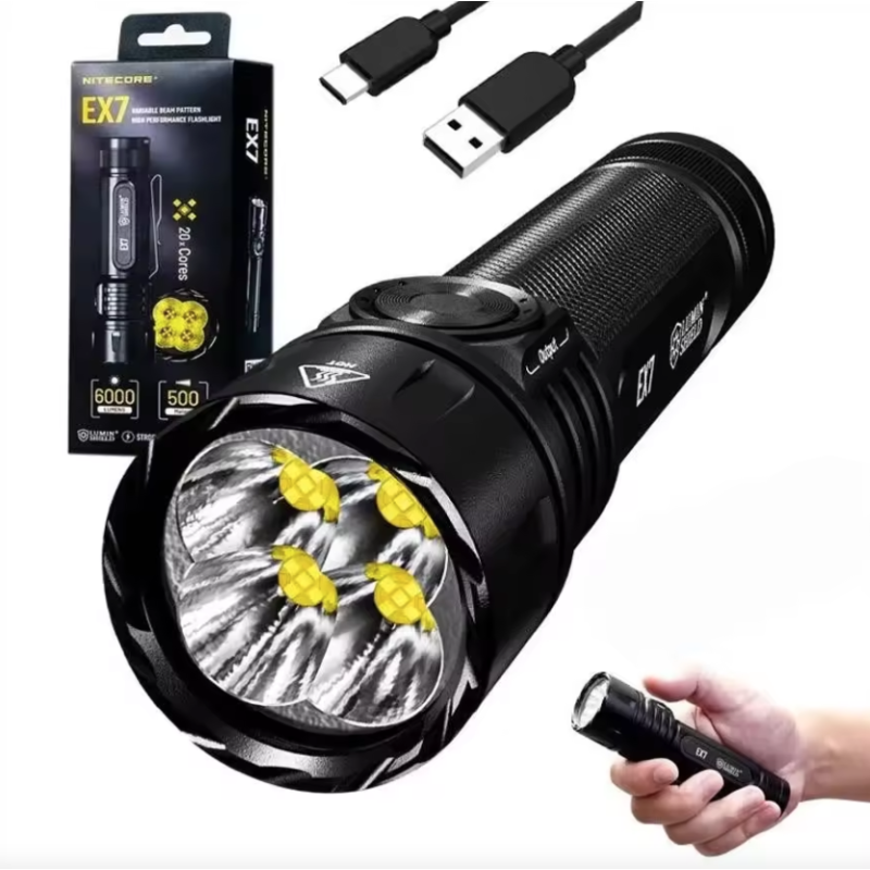 Nitecore EX7 Ficklampa – 6000 Lumen, Uppladdningsbar USB-C, Extremt Ljus & Lång Räckvidd