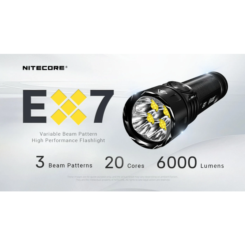 Nitecore EX7 Ficklampa – 6000 Lumen, Uppladdningsbar USB-C, Extremt Ljus & Lång Räckvidd