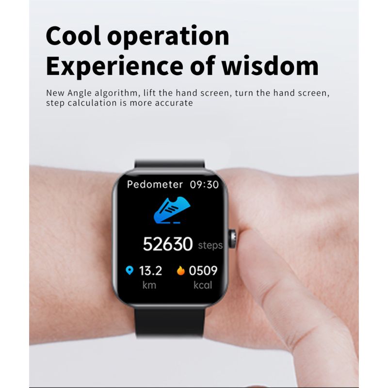 F57L Smartklocka Finessklocka för Blodglukos, Blodtryck, Hjärtfrekvens & Temperaturövervakning, 1.91 tum