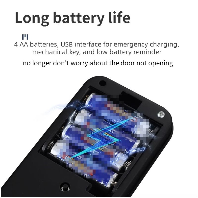 Elektroniskt smart dörrlås med biometriskt fingeravtryckslås för nyckellös inpassering och säker åtkomst