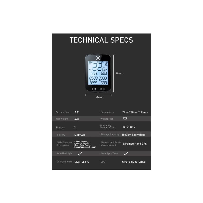 XOSS G+ G2 cykeldator GPS-generation med trådlös hastighetsmätare anpassad skärm för bättre cykelprestation