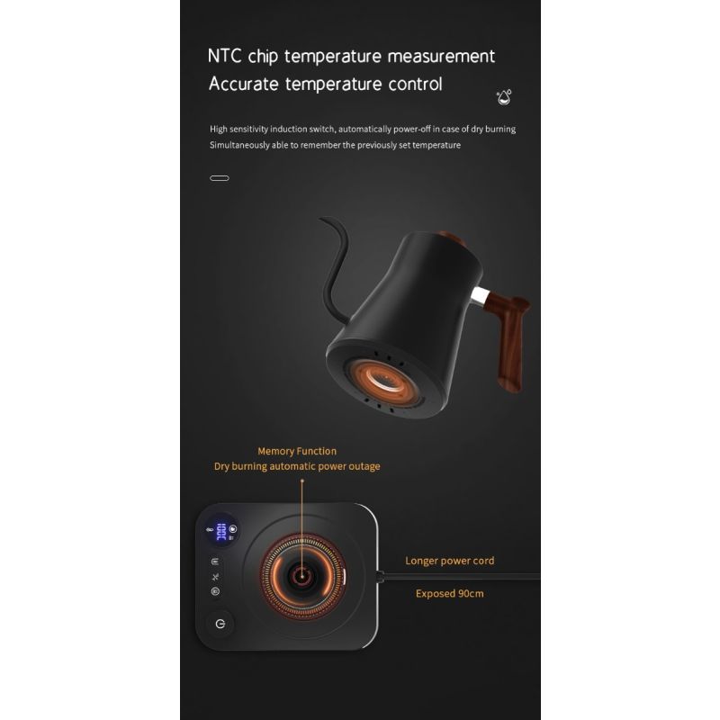 Elektrisk Svanhalsvattenkokare med Realtidstemperaturkontroll Elegant Design Perfekt för Te och Kaffe Bryggning