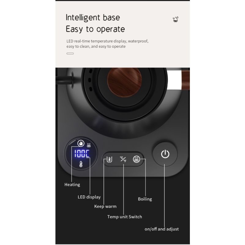 Elektrisk Svanhalsvattenkokare med Realtidstemperaturkontroll Elegant Design Perfekt för Te och Kaffe Bryggning
