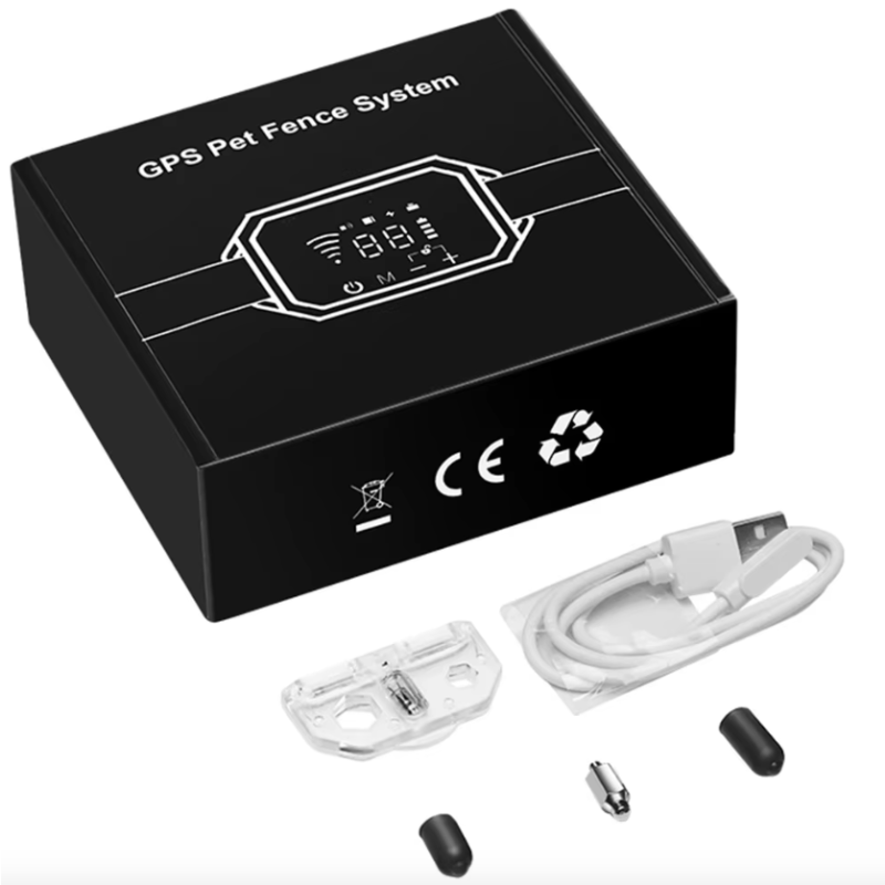 GPS Trådlöst Hundstängsel Husdjurssäkerhetslösning med Elektrisk Stöt Human Träningslägen Enkel Installation