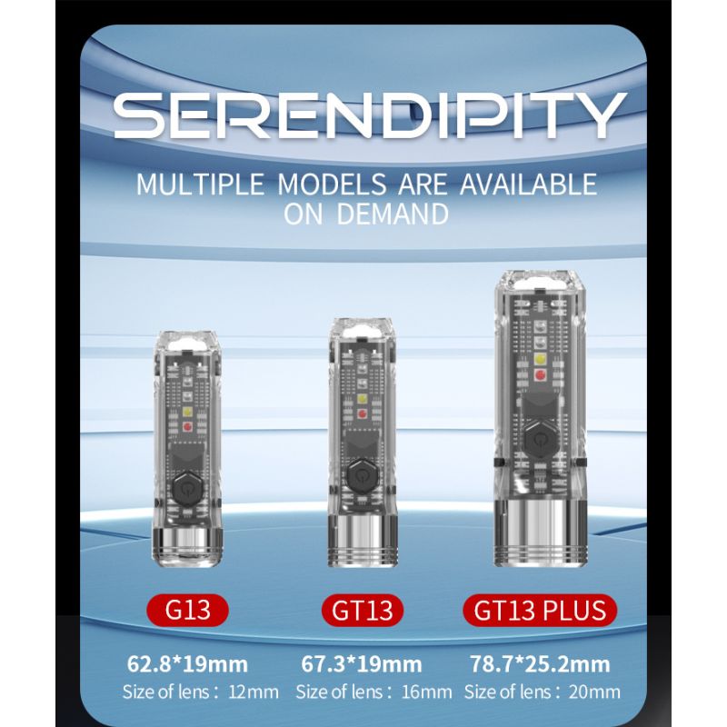 GT13 TIKI Mini Nyckelringslampa USB-uppladdningsbar kompakt 1000 lumen Bärbart Ljus för Äventyrsutrustning