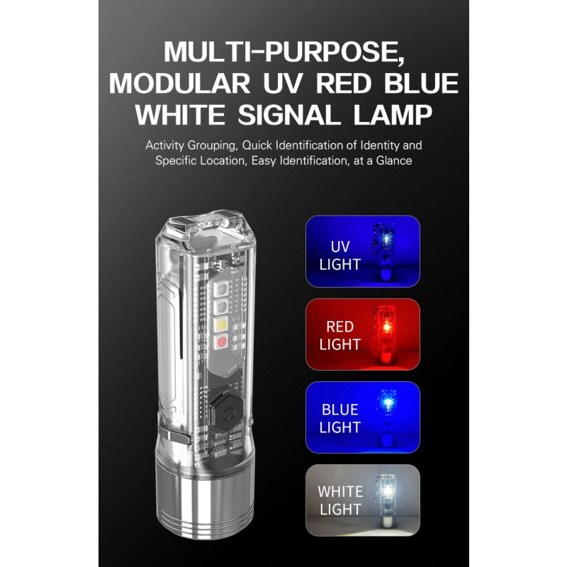 GT13 TIKI Mini Nyckelringslampa USB-uppladdningsbar kompakt 1000 lumen Bärbart Ljus för Äventyrsutrustning