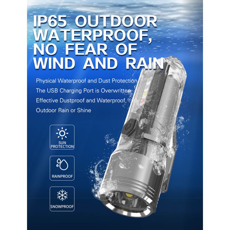 GT13 TIKI Mini Nyckelringslampa USB-uppladdningsbar kompakt 1000 lumen Bärbart Ljus för Äventyrsutrustning