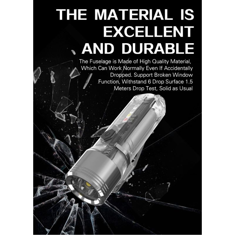 GT13 TIKI Mini Nyckelringslampa USB-uppladdningsbar kompakt 1000 lumen Bärbart Ljus för Äventyrsutrustning