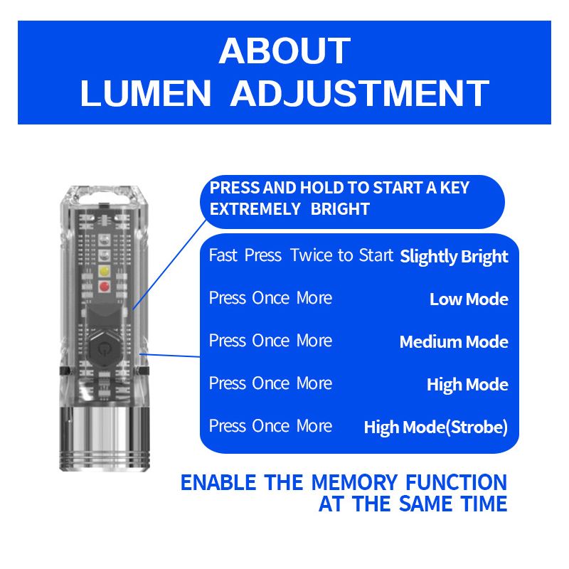 GT13 TIKI Mini Nyckelringslampa USB-uppladdningsbar kompakt 1000 lumen Bärbart Ljus för Äventyrsutrustning