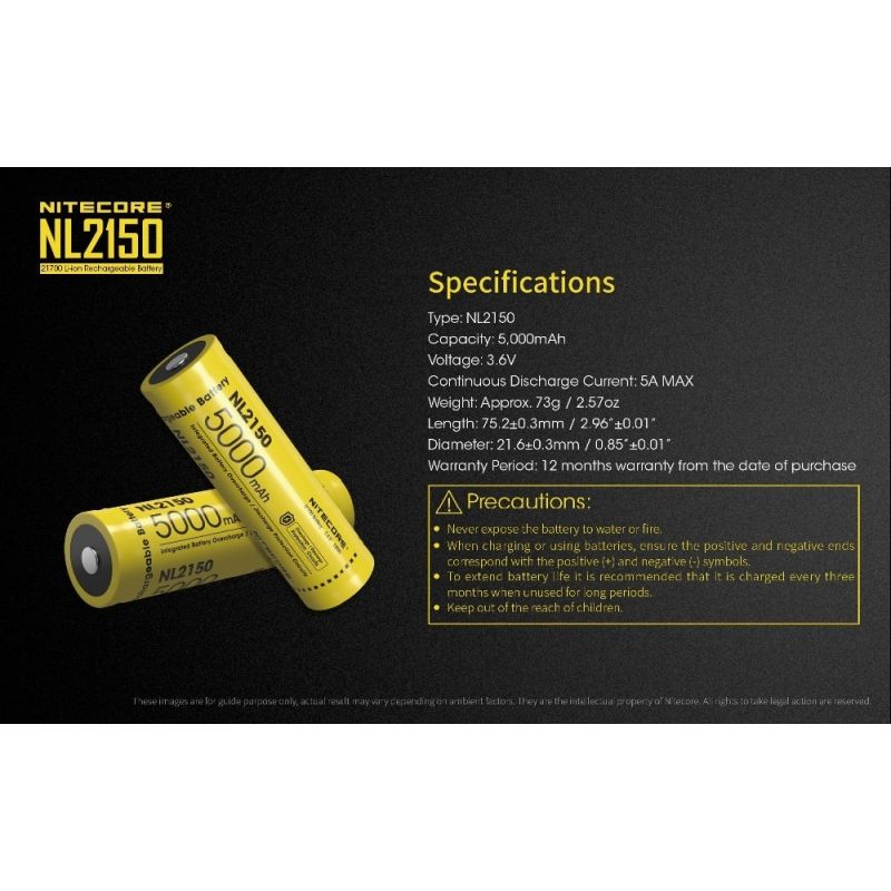 Nitecore NL2150 5000mAh 3.6V Li-ion uppladdningsbart batteri hög kapacitet kompakt design tekniska entusiaster