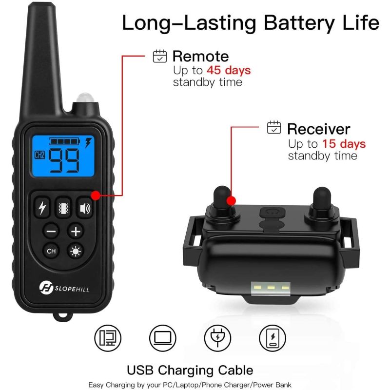 800m Elektrisk Hundträningskrage Vattentät Uppladdningsbar LCD-skärm Justerbara chocknivåer Fjärrkontroll