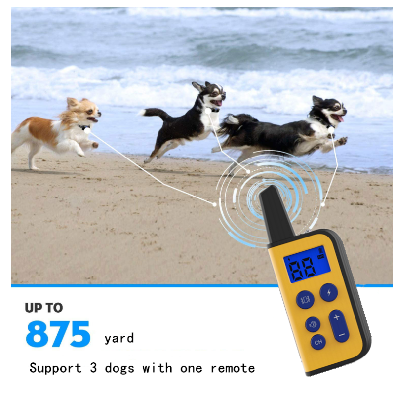 2020 Ny Elektrisk Hundträningshalsband 1000m Räckvidd Vattentät LCD-skärm Justerbara Stimulansnivåer