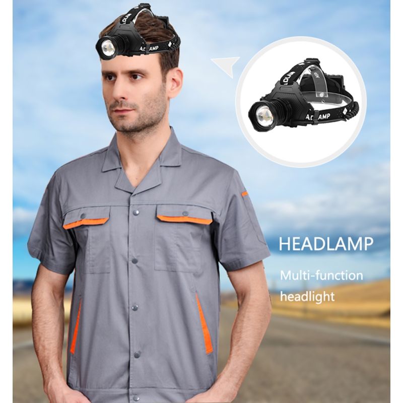 XHP70 LED-strålkastare 8000 lumen USB-uppladdningsbart ljus IPX5 vattentät med justerbara lägen för camping