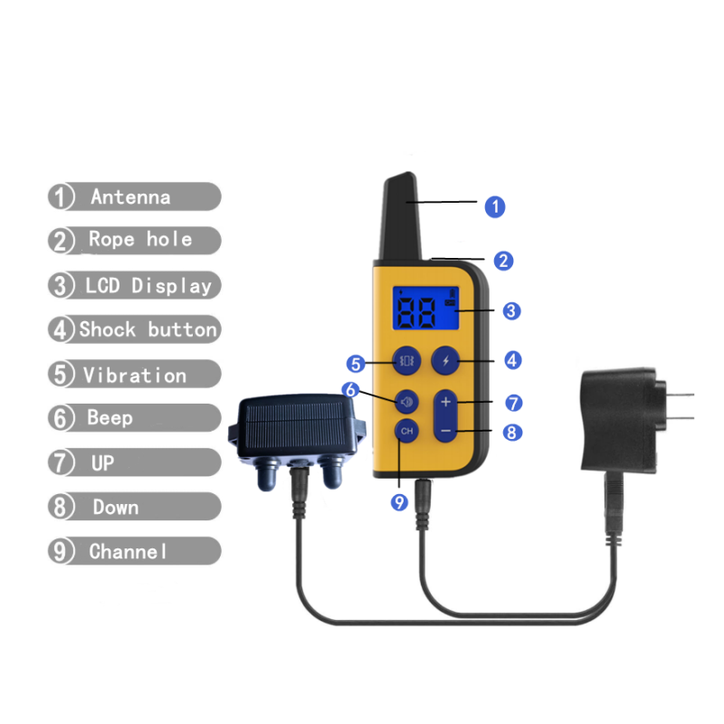 2020 Ny Elektrisk Hundträningshalsband 1000m Räckvidd Vattentät LCD-skärm Justerbara Stimulansnivåer