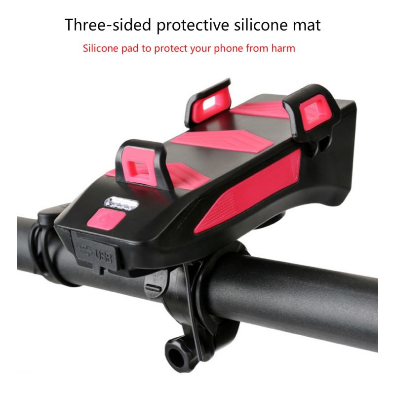 Upptäck multifunktionellt cykelljus 4 i 1 med 800 lumen cykelframljus cykelhorn och telefonhållare för säker cykling