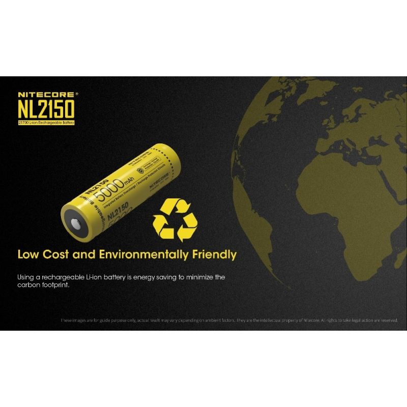 Nitecore NL2150 5000mAh 3.6V Li-ion uppladdningsbart batteri hög kapacitet kompakt design tekniska entusiaster