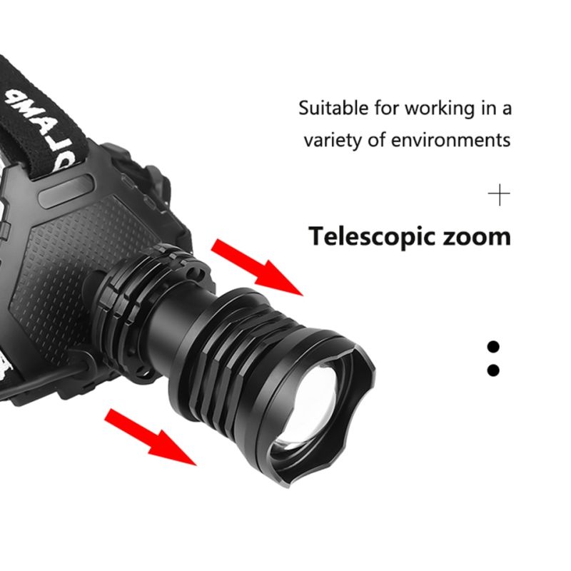 XHP70 LED-strålkastare 8000 lumen USB-uppladdningsbart ljus IPX5 vattentät med justerbara lägen för camping