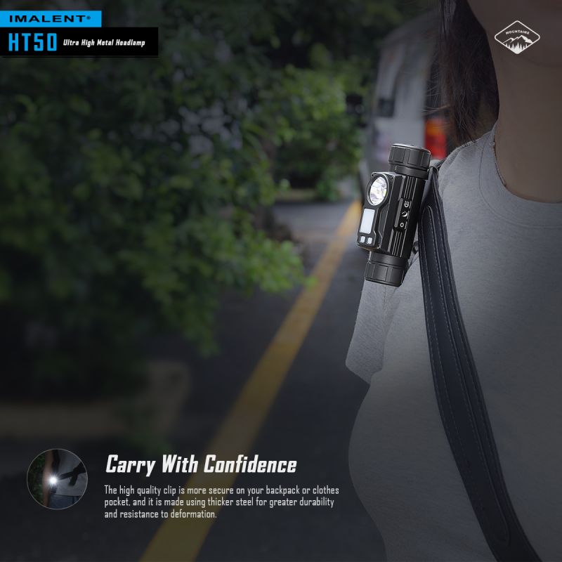 Kraftfull IMALENT HT50 LED-strålkastare med dubbla ljuskällor för äventyr Uppladdningsbar och vattentät