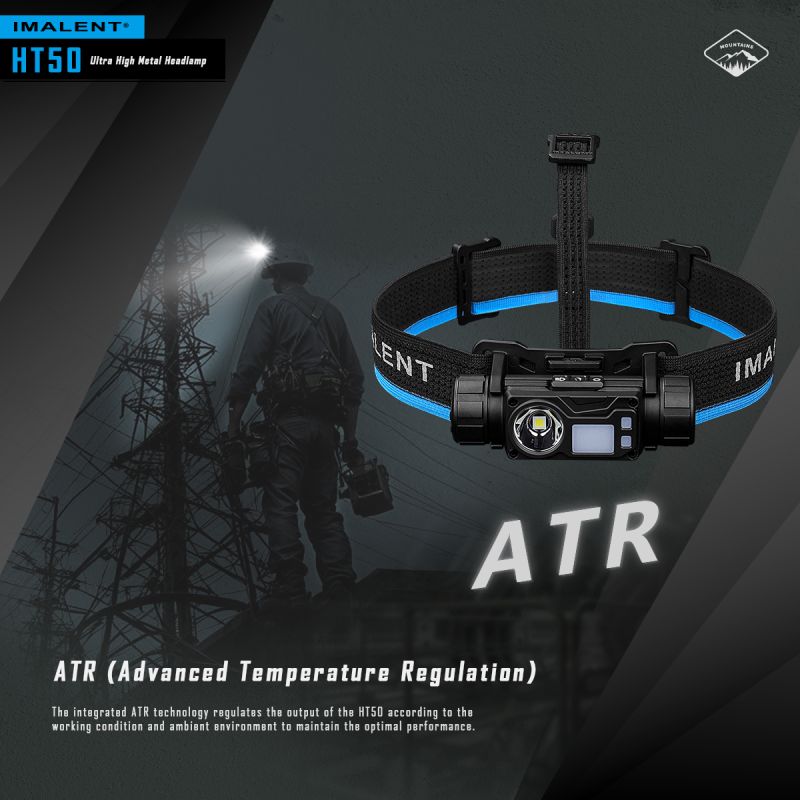 Kraftfull IMALENT HT50 LED-strålkastare med dubbla ljuskällor för äventyr Uppladdningsbar och vattentät