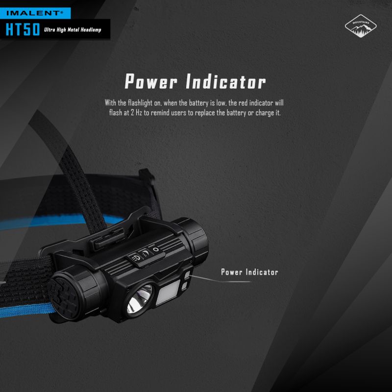 Kraftfull IMALENT HT50 LED-strålkastare med dubbla ljuskällor för äventyr Uppladdningsbar och vattentät