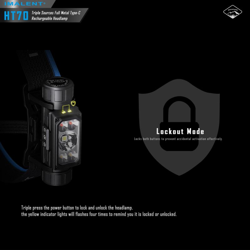 IMALENT HT70 pannlampa med XHP50.3 HI LED 3500 lumen ergonomisk design mångsidiga driftlägen utomhusbelysning