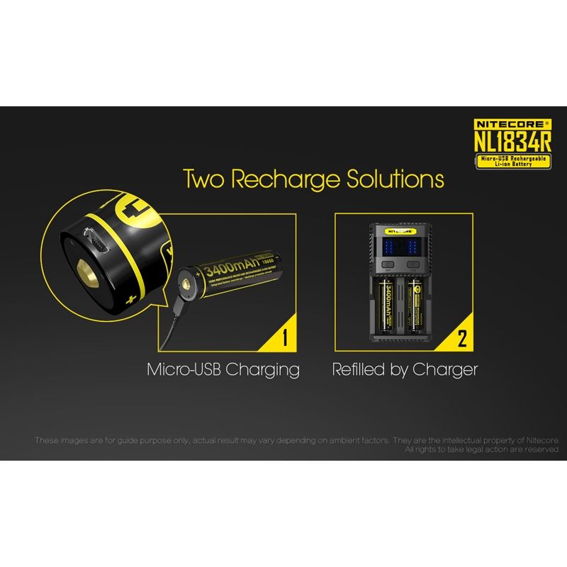 Nitecore NL1834R uppladdningsbart batteri 3400mAh Micro-USB hög kapacitet för elektronik och utomhusutrustning