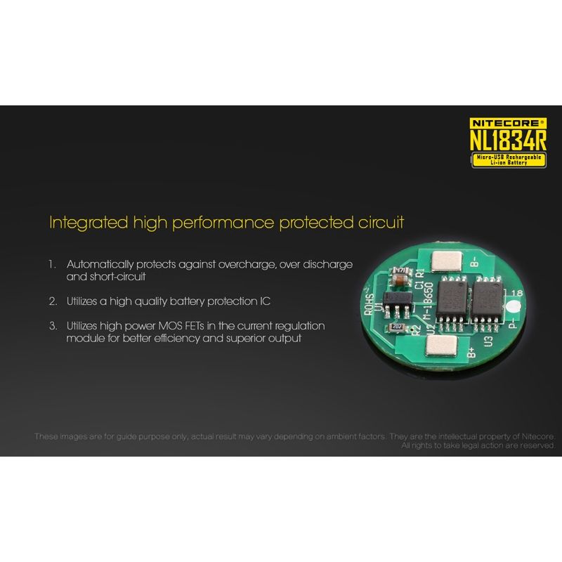 Nitecore NL1834R uppladdningsbart batteri 3400mAh Micro-USB hög kapacitet för elektronik och utomhusutrustning