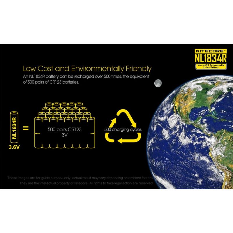 Nitecore NL1834R uppladdningsbart batteri 3400mAh Micro-USB hög kapacitet för elektronik och utomhusutrustning