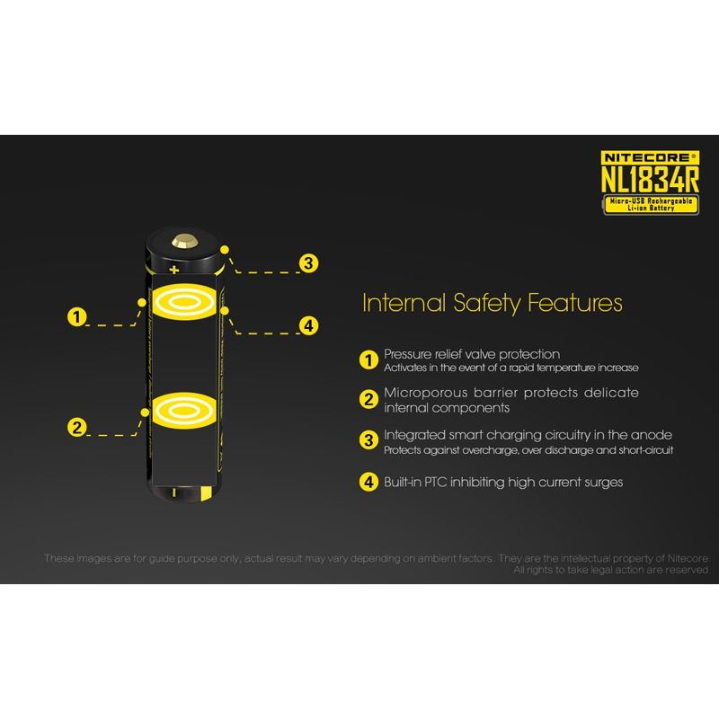 Nitecore NL1834R uppladdningsbart batteri 3400mAh Micro-USB hög kapacitet för elektronik och utomhusutrustning