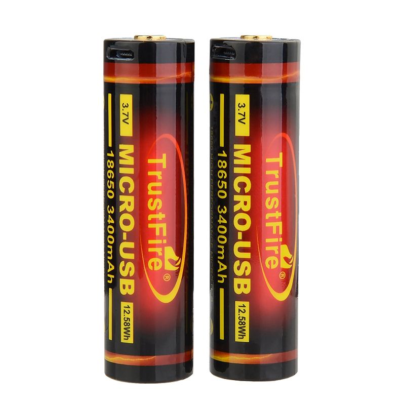 TrustFire 18650 3400mAh 3.7V Micro USB uppladdningsbart Li-ion batteri för elektronik och miljövänlig energilösning
