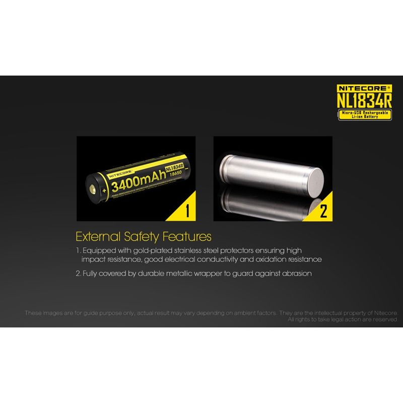 Nitecore NL1834R uppladdningsbart batteri 3400mAh Micro-USB hög kapacitet för elektronik och utomhusutrustning
