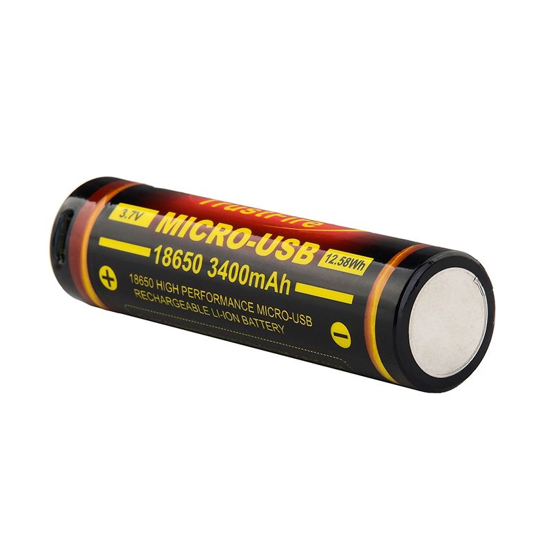 TrustFire 18650 3400mAh 3.7V Micro USB uppladdningsbart Li-ion batteri för elektronik och miljövänlig energilösning