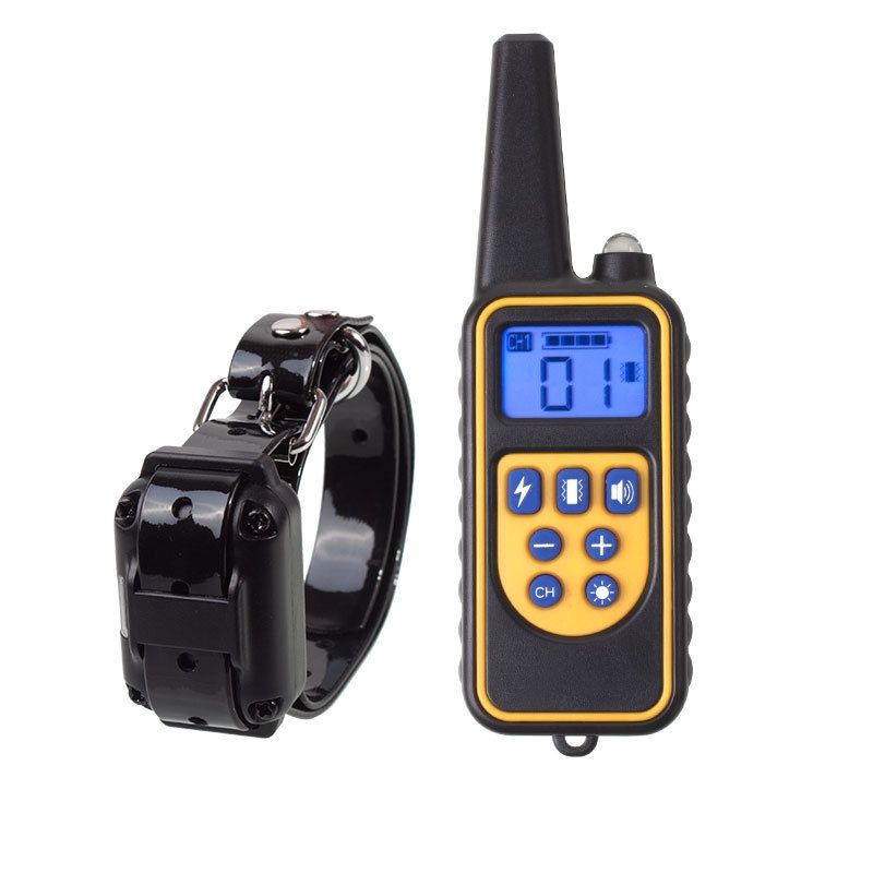 800m elektroniskt hundträningshalsband med fjärrkontroll vattentätt med LCD och justerbara träningsnivåer
