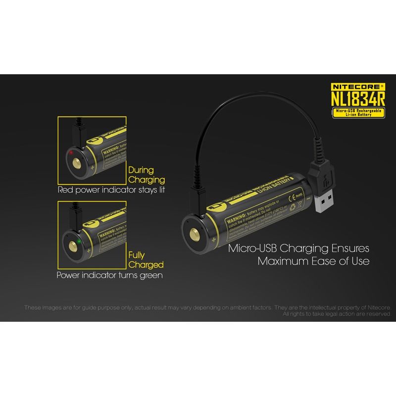 Nitecore NL1834R uppladdningsbart batteri 3400mAh Micro-USB hög kapacitet för elektronik och utomhusutrustning
