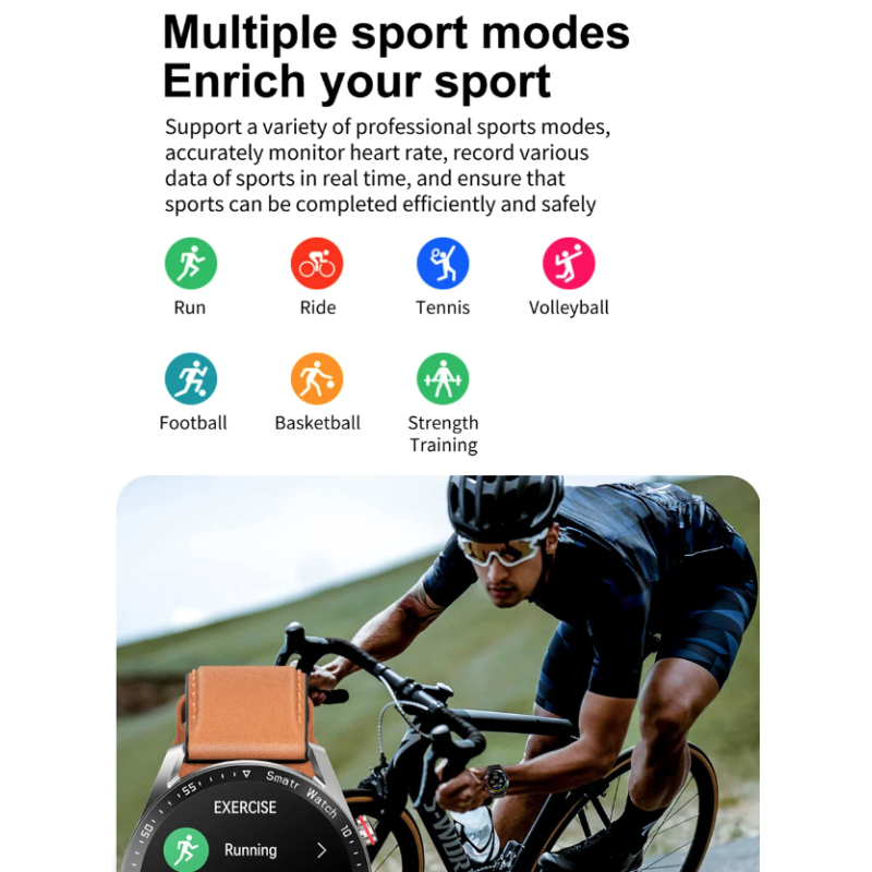 Smartklocka EKG/PPG Bluetooth Samtal - Vattentät Puls & Syre Mätning - Multisport Stegräknare för iOS/Android