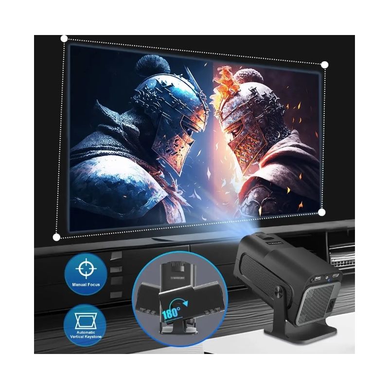 HY320 Projektor Android 11 Dual Wifi6 Portabel med 390 ANSI Lumen för Utomhusbio och Hemunderhållning