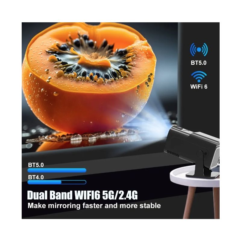 HY320 Projektor Android 11 Dual Wifi6 Portabel med 390 ANSI Lumen för Utomhusbio och Hemunderhållning