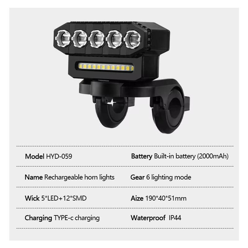 USB-uppladdningsbar cykellampa med kraftfullt 120dB cykelhorn säkerhetscykeltillbehör för synlighet och trygghet