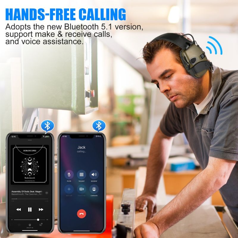 IMPACT SPORT taktisk elektronisk skytte hörselkåpa för utomhussport med bullerdämpning och inbyggda mikrofoner