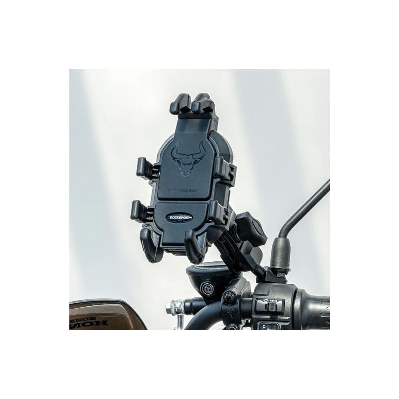ROCKBROS telefonhållare för motorcykel justerbar roterbar aluminium cykeltelefonhållare med silikonstötdämpning